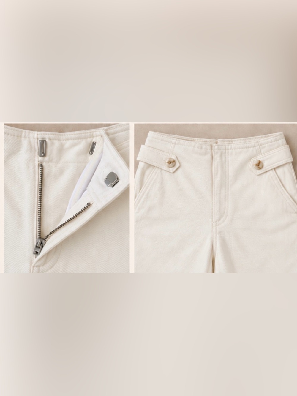 Maeve by Anthropologie Ivory Wide Leg Cropped Pants Size 30 High Rise - Picture 6 of 7